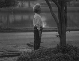 Roy DeCarava, Woman standing, tree, 1987