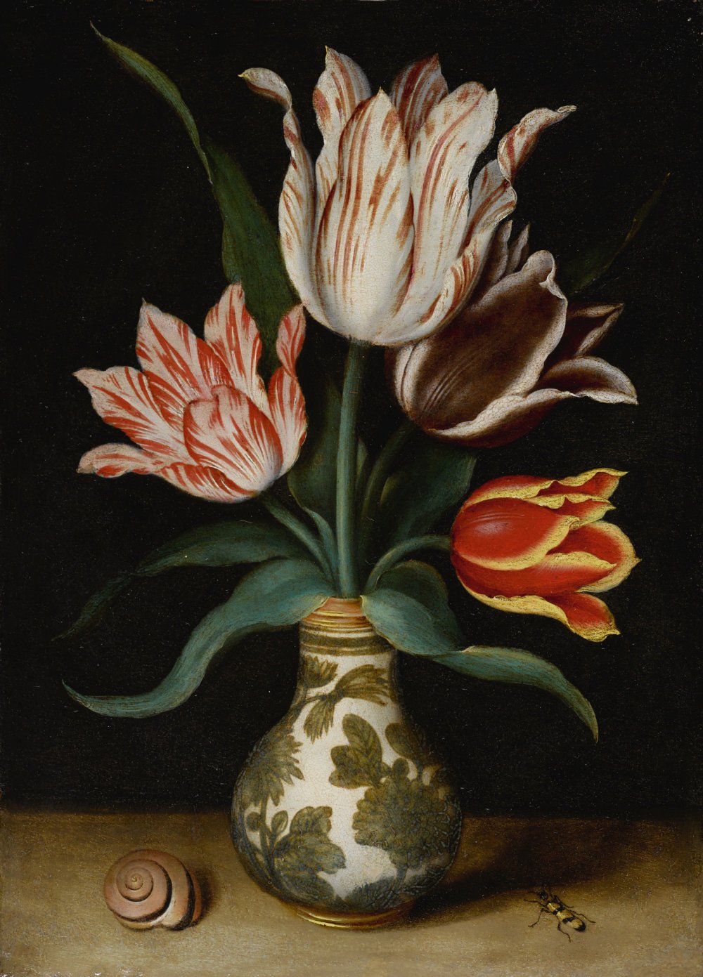 Ambrosius Bosschaert the Elder, Still Life of Four Tulips in a Wan-Li Porcelain Vase