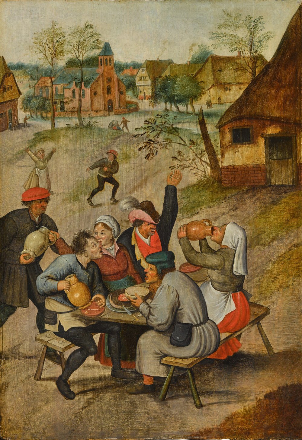 Pieter Brueghel the Younger, A village scene with peasants carousing