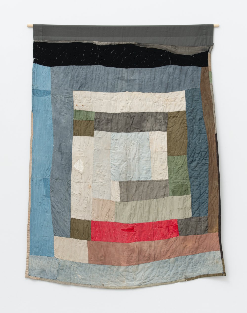 Loretta Pettway, Two-sided work-clothes quilt: Bars and blocks, c. 1960