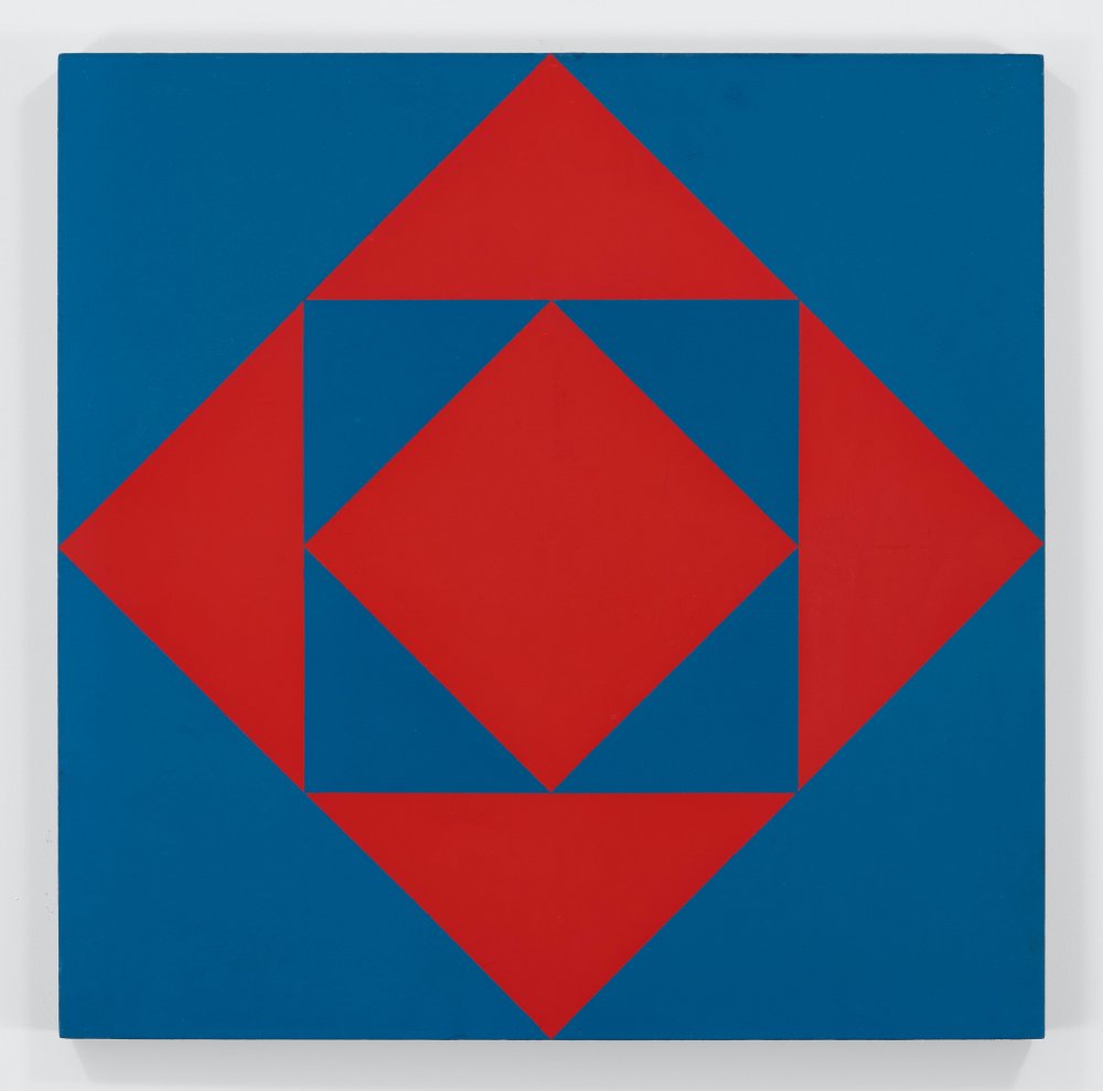 François Morellet, Carrés et triangles rouges et bleus (Red and Blue Squares and Triangles), 1953