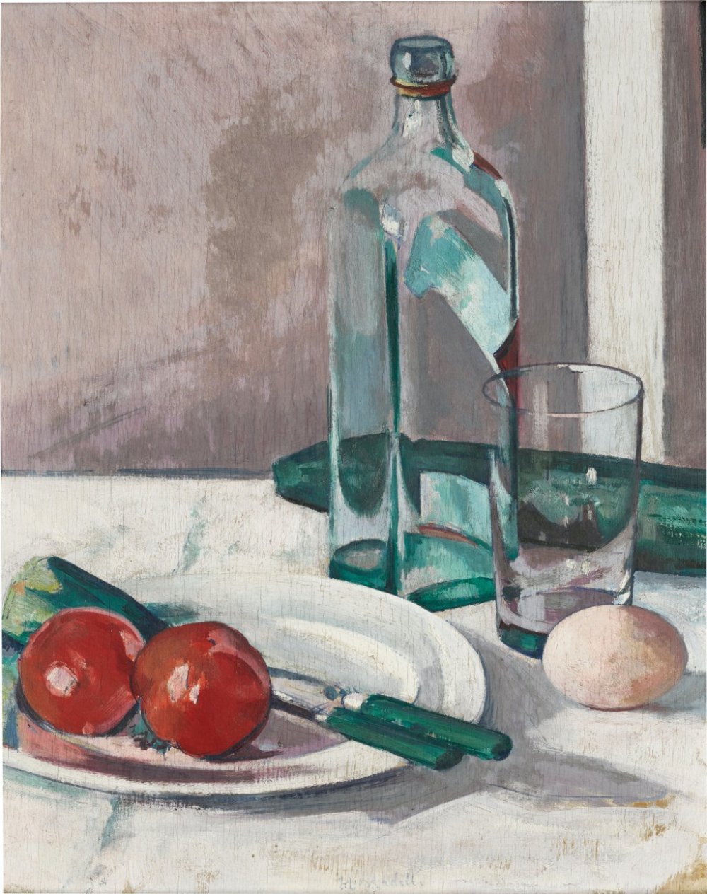 Francis Campbell Boileau Cadell, Still Life with Glass, Bottle and Egg