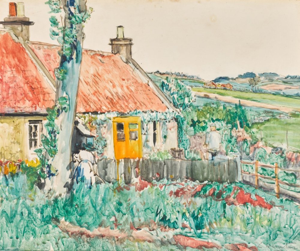 George Leslie Hunter, A Cottage near Largo, Fife, 1919