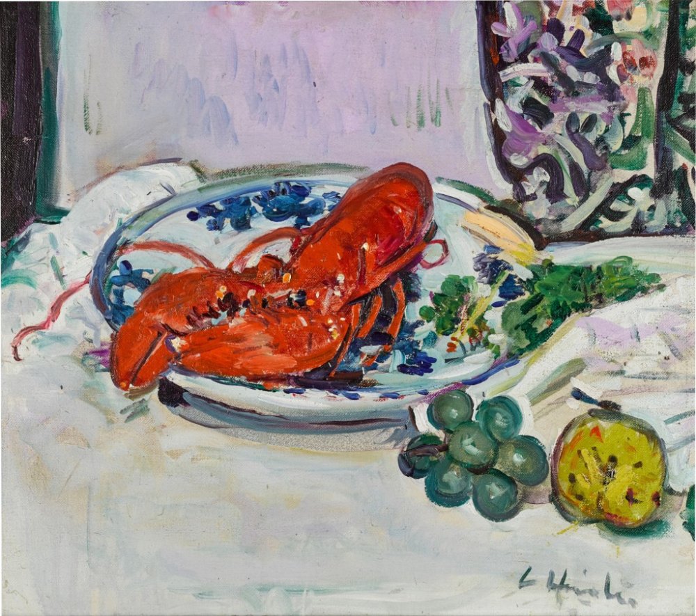 George Leslie Hunter, Lobster on a Blue Plate, 1928