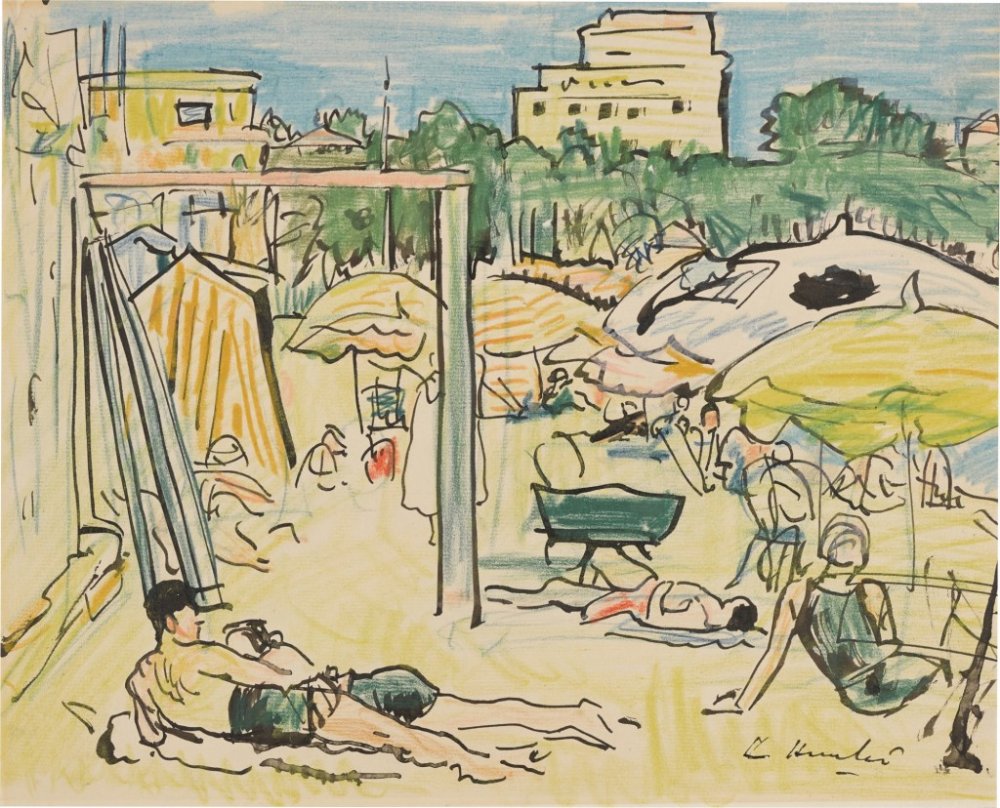 George Leslie Hunter, Plage à Juan-les-Pins, 1927