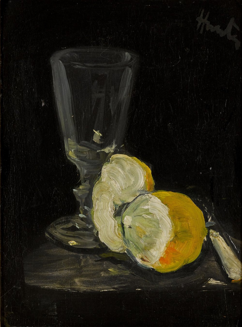 George Leslie Hunter, Still Life of Lemon, Glass and Knife, 1913