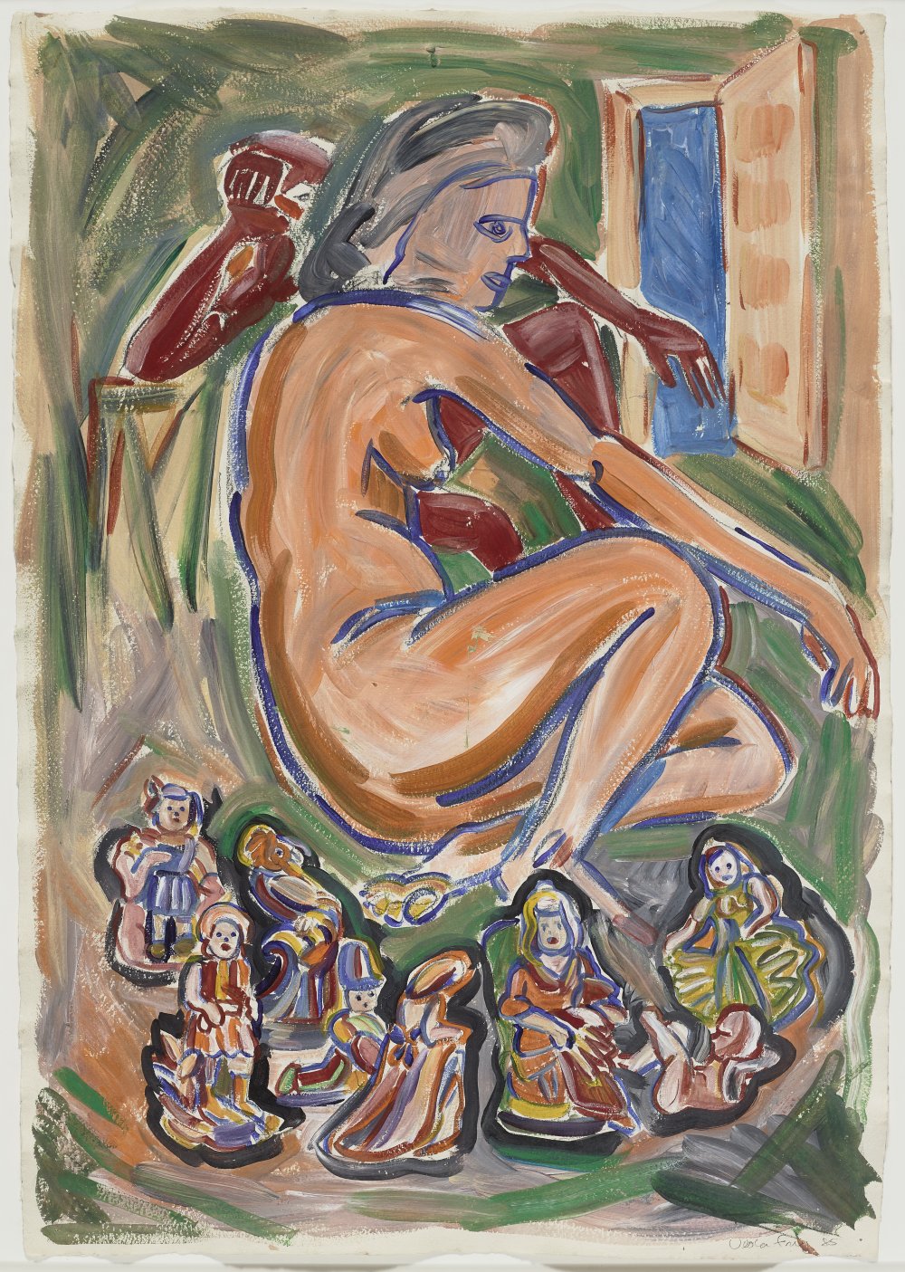 Viola Frey, Untitled (Seated Nude and Figurines), 1985