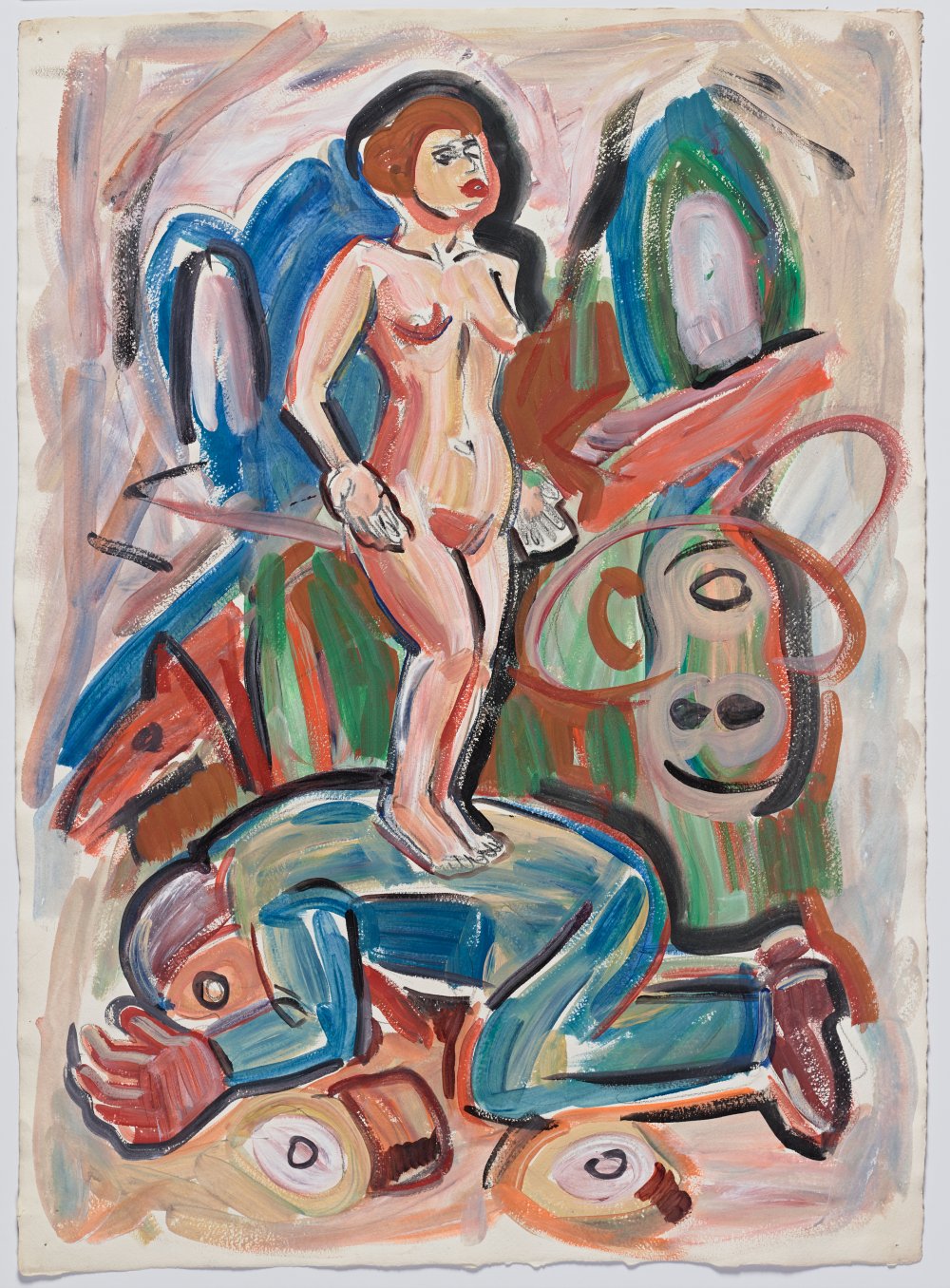 Viola Frey, Untitled (Nude Woman on Lying Man), 1985