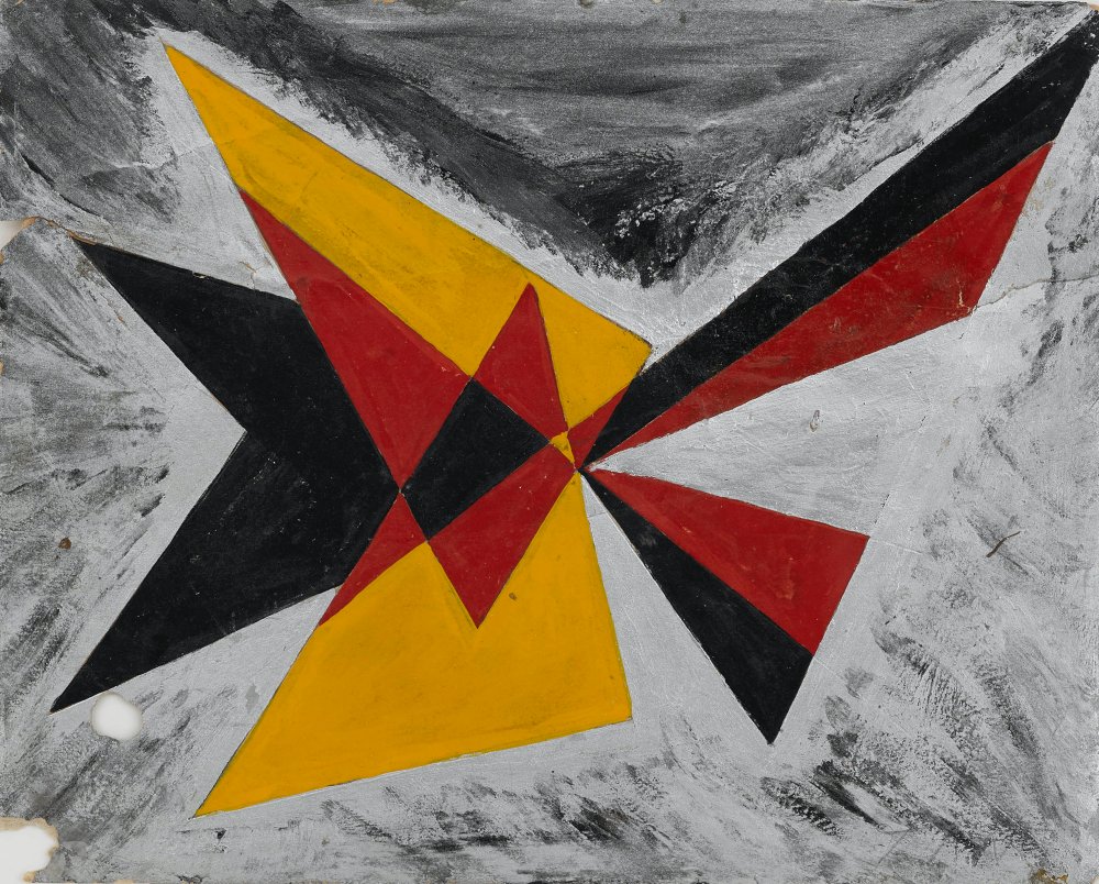 Frank Walter, Untitled (Abstract Triangles Red, Yellow, Black and Silver)