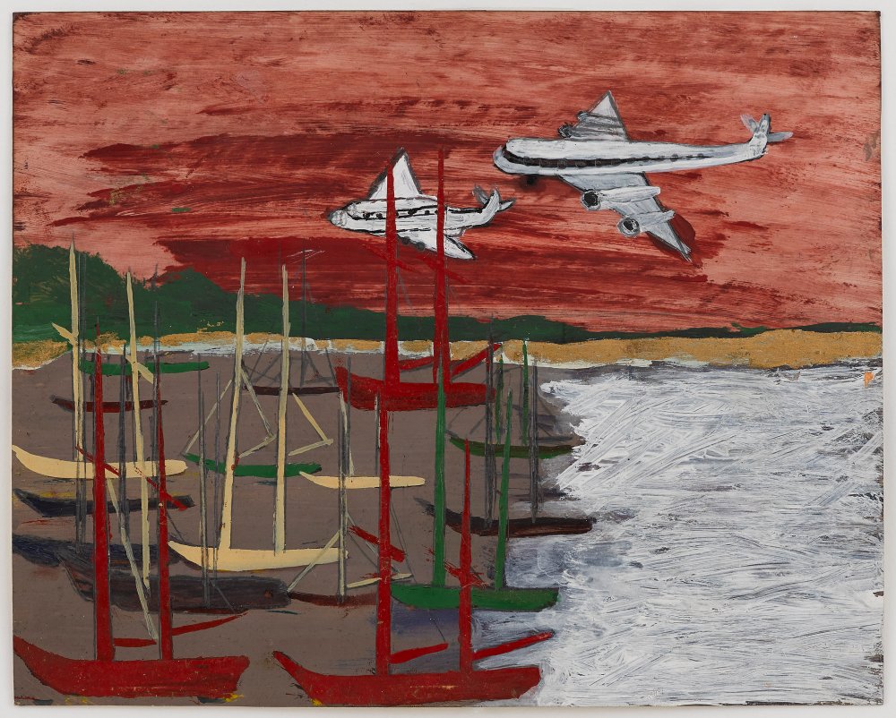 Frank Walter, Untitled (Airplanes over boats in harbor)