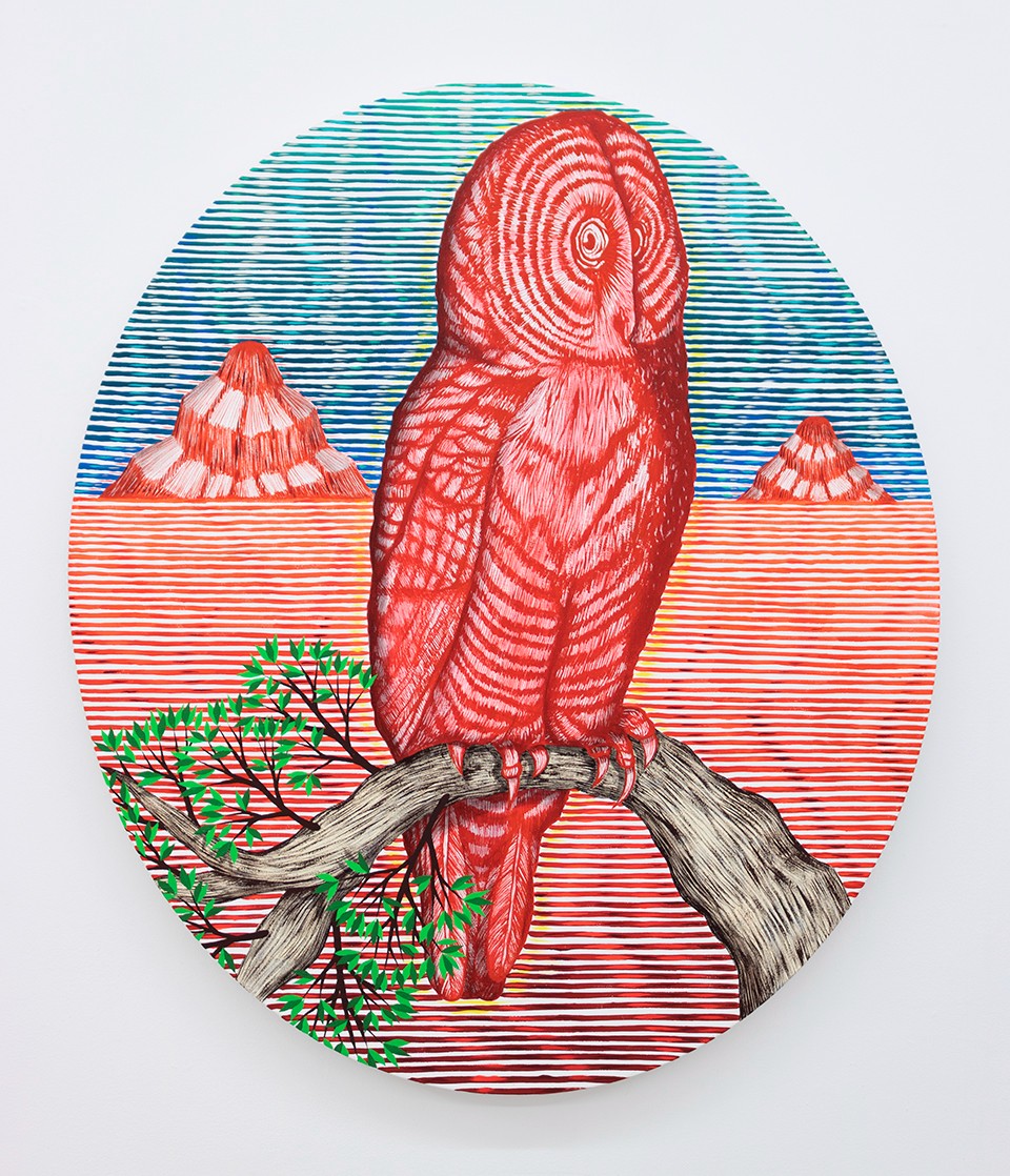 Andrew Schoultz, Glowing Owl, 2022