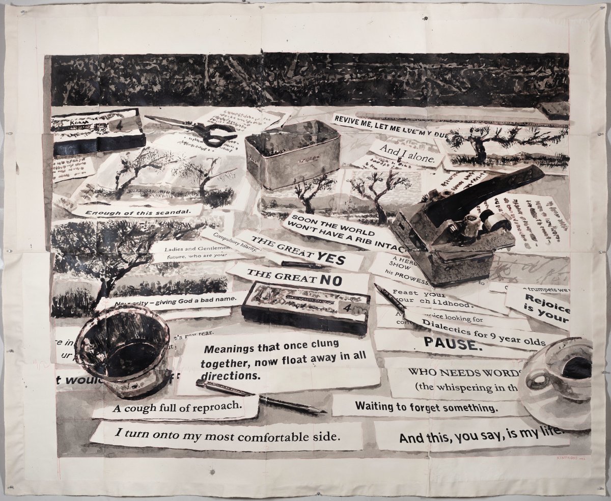 William Kentridge, I Turn onto My Most Comfortable Side (Studio Still Life), 2022