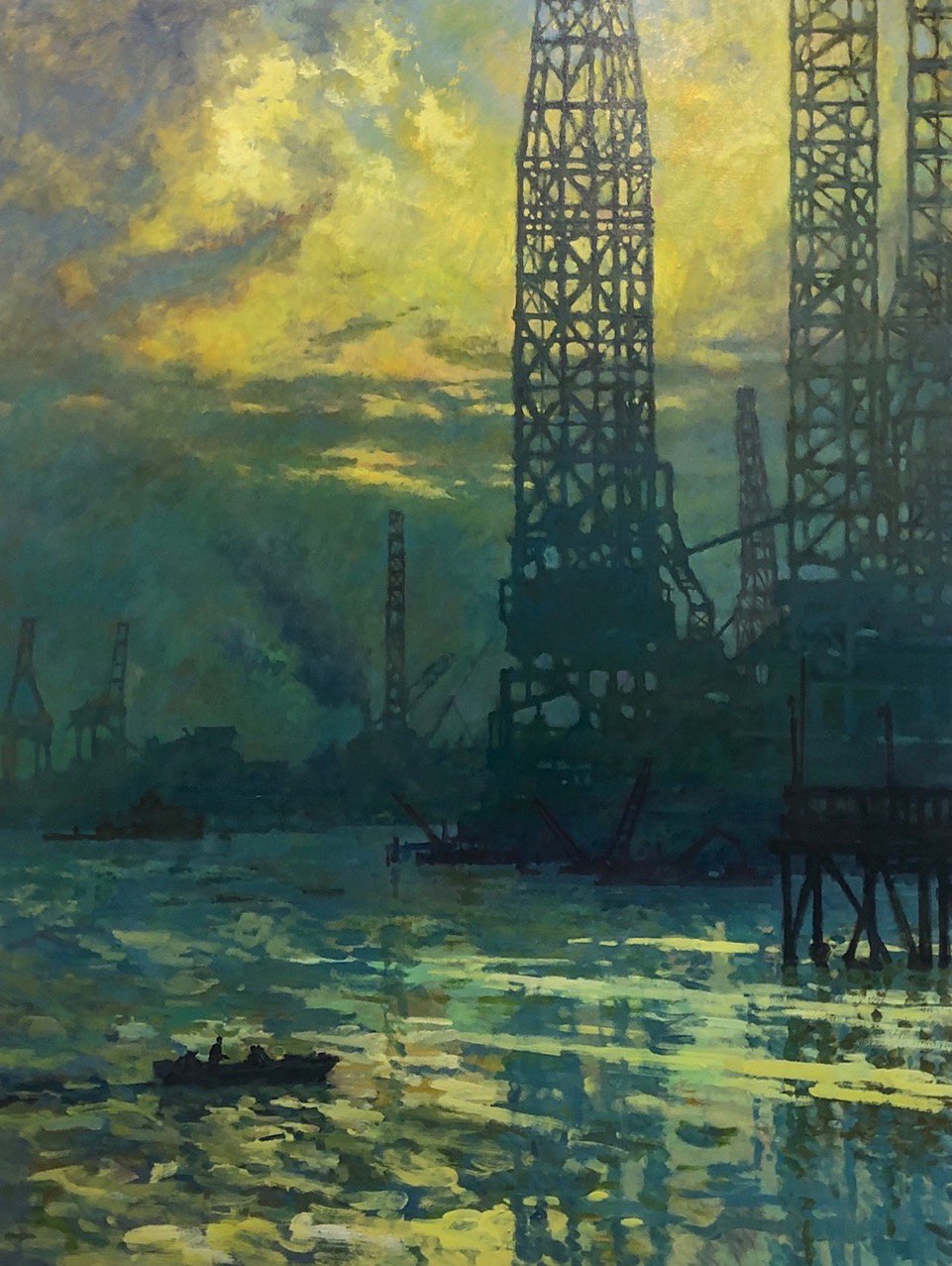 Derek Buckner, Shipping Cranes at Dusk, 2022