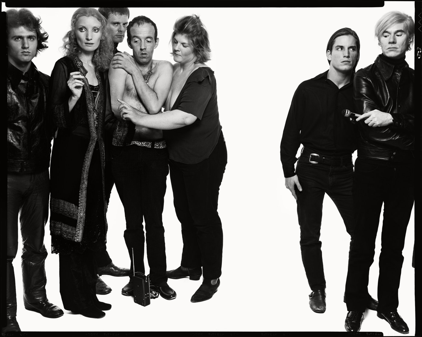 Richard Avedon, Andy Warhol and members of the Factory (#8), left to right- Gerard Malanga, poet; Viva, actress, Paul Morrisey, director; Taylor Mead, actor; Brigid Polk, actress; Joe Dallesandro, actor; Andy Warhol, artist,, 30 October, 1969