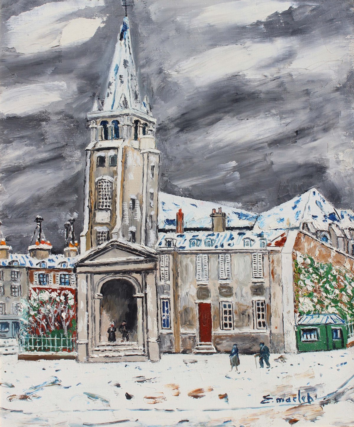 Élisée Maclet, Paris, l'Eglise Saint Germaines des Pres sous la neige