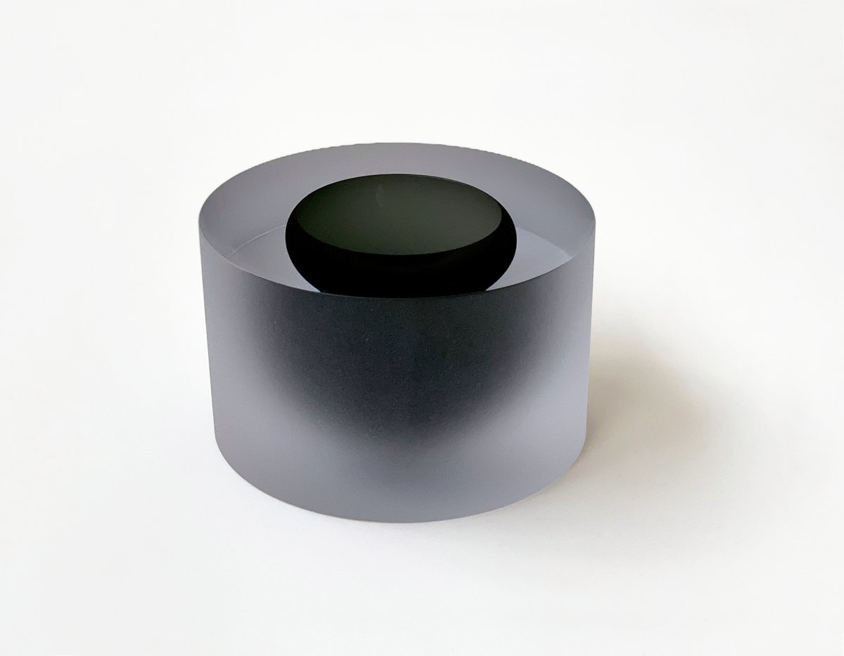 Tora Urup, Cylinder with floating bowl. Translucent Black, 2019