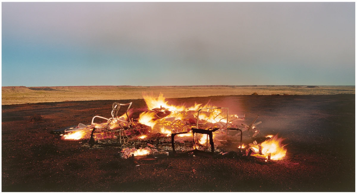 Rosemary Laing, burning Ayer #12, 2003