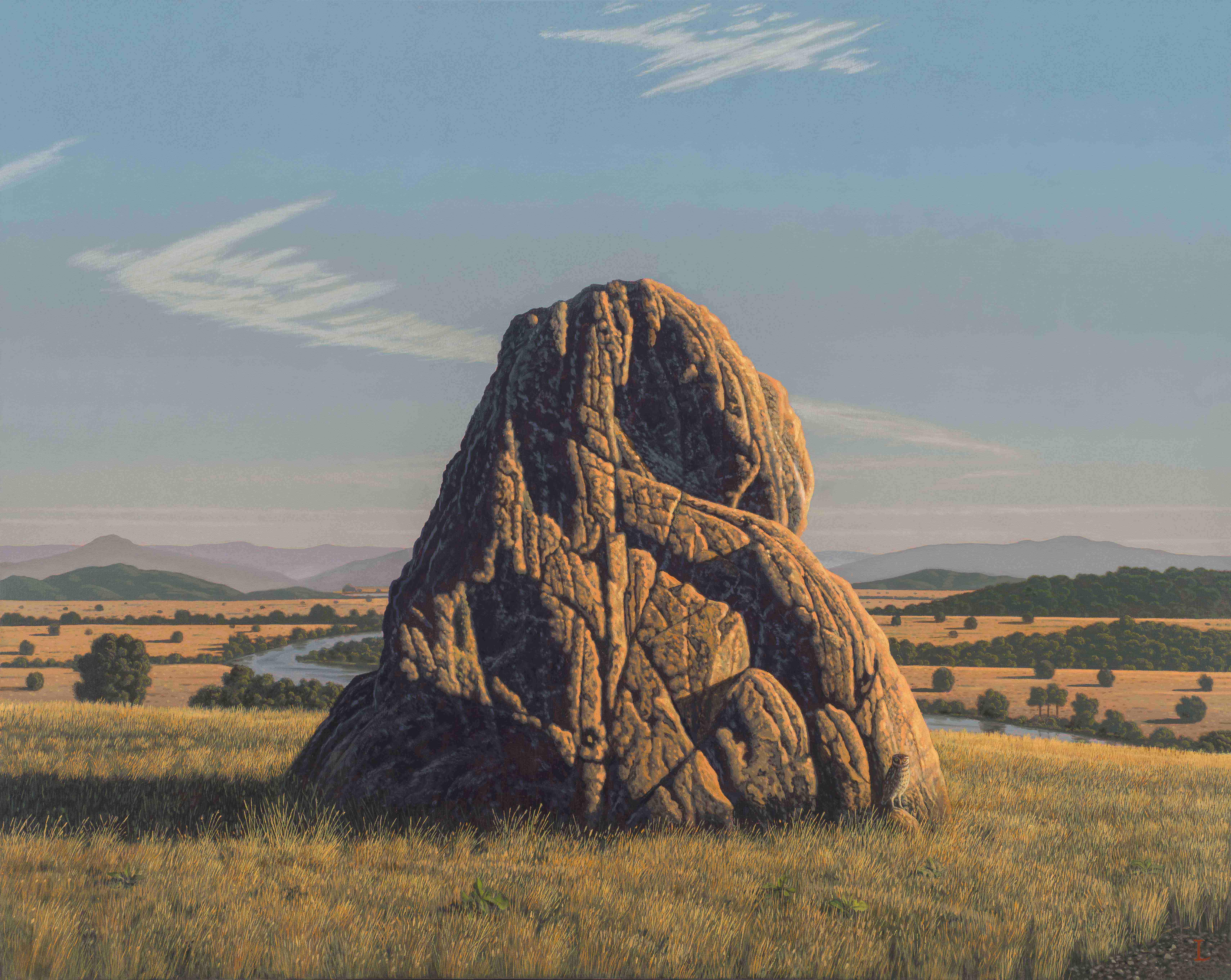 David Ligare, Landscape with an Owl (ATHENE NOCTUA) (Owl of Athena), 2024