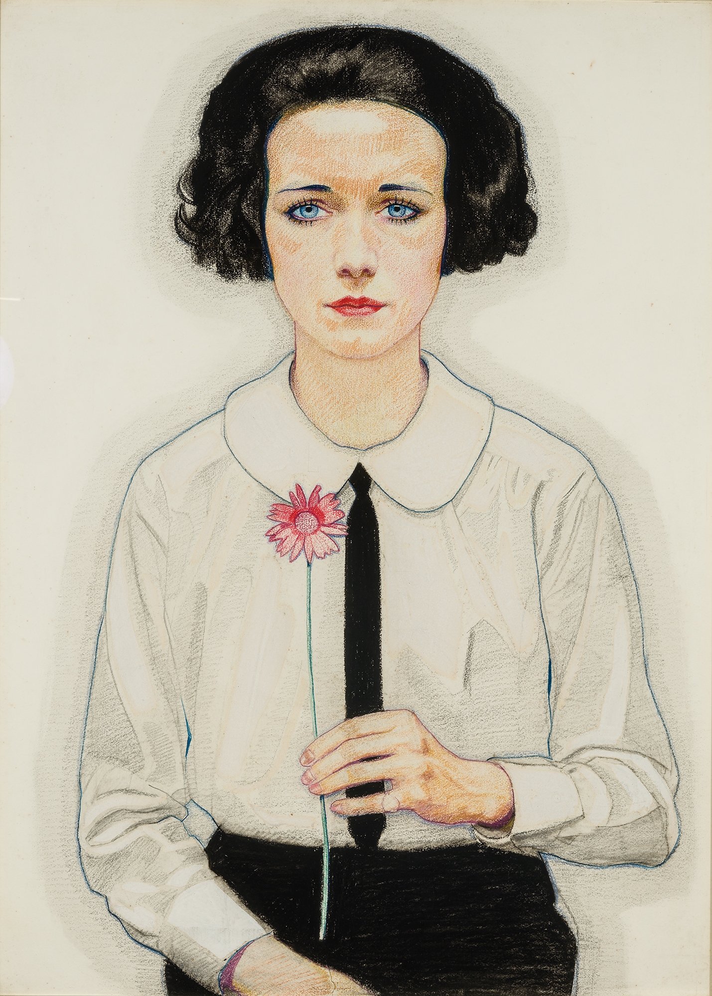 Winold Reiss, Young Woman Holding Flower, about 1927