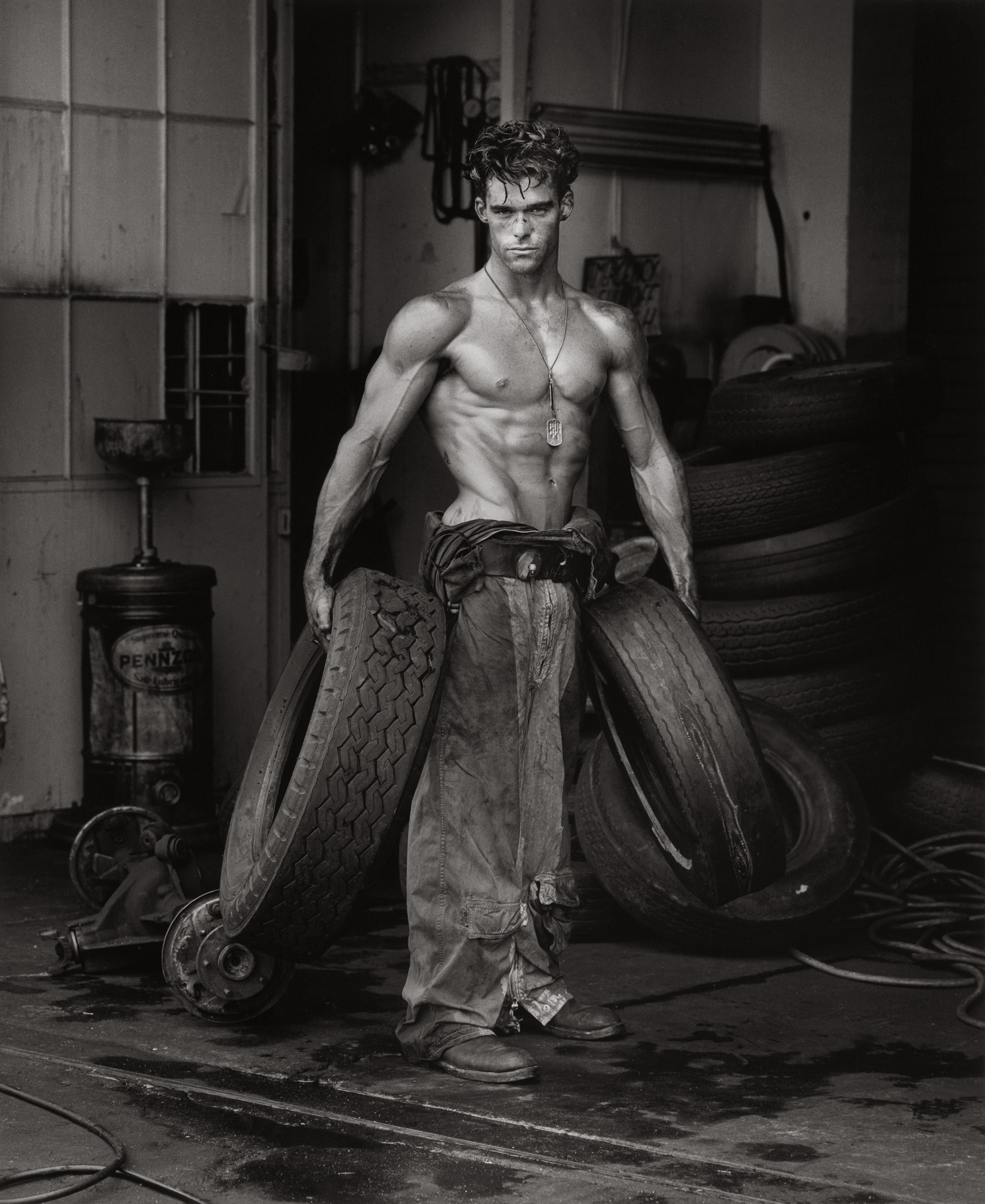 Herb Ritts, Fred With Tires, Hollywood, 1984