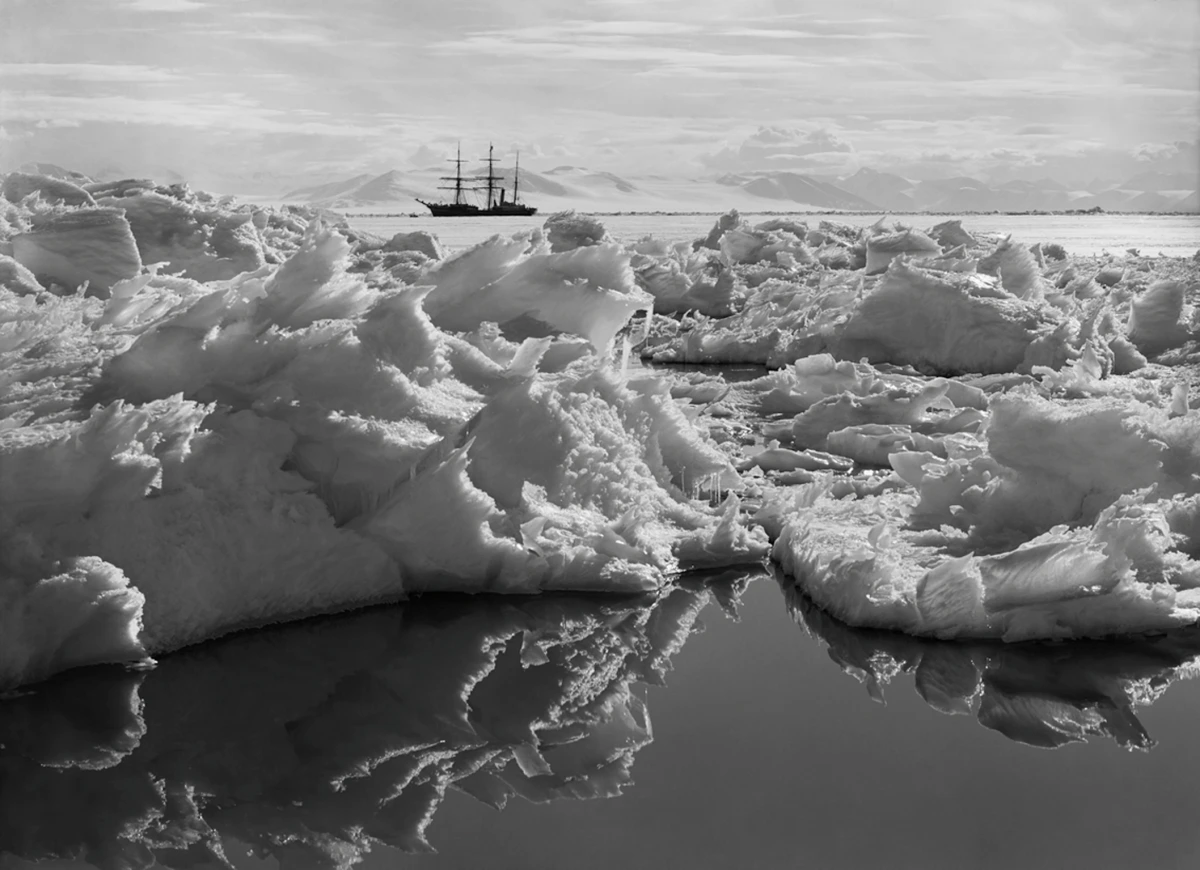 Herbert Ponting, Beautiful Broken Ice Reflections and Terra Nova, January 7th, 1911