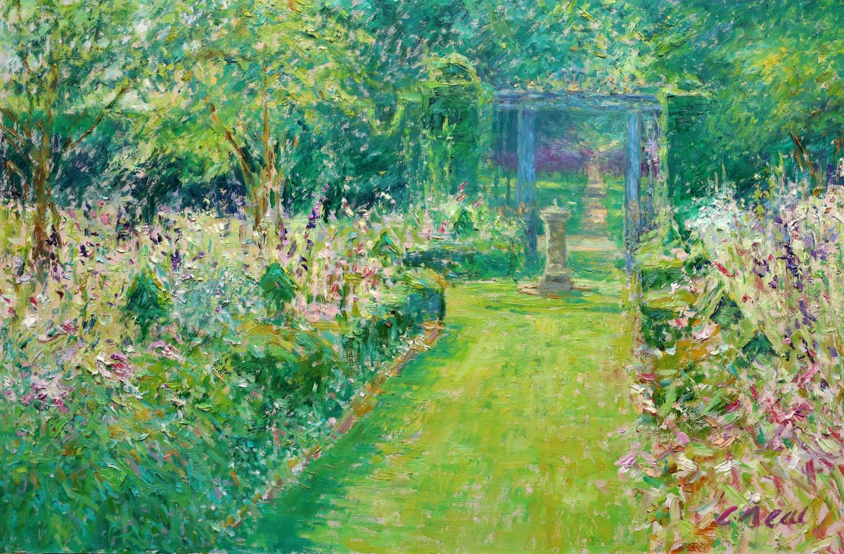 Charles Neal, The Sundial Garden, En plein air