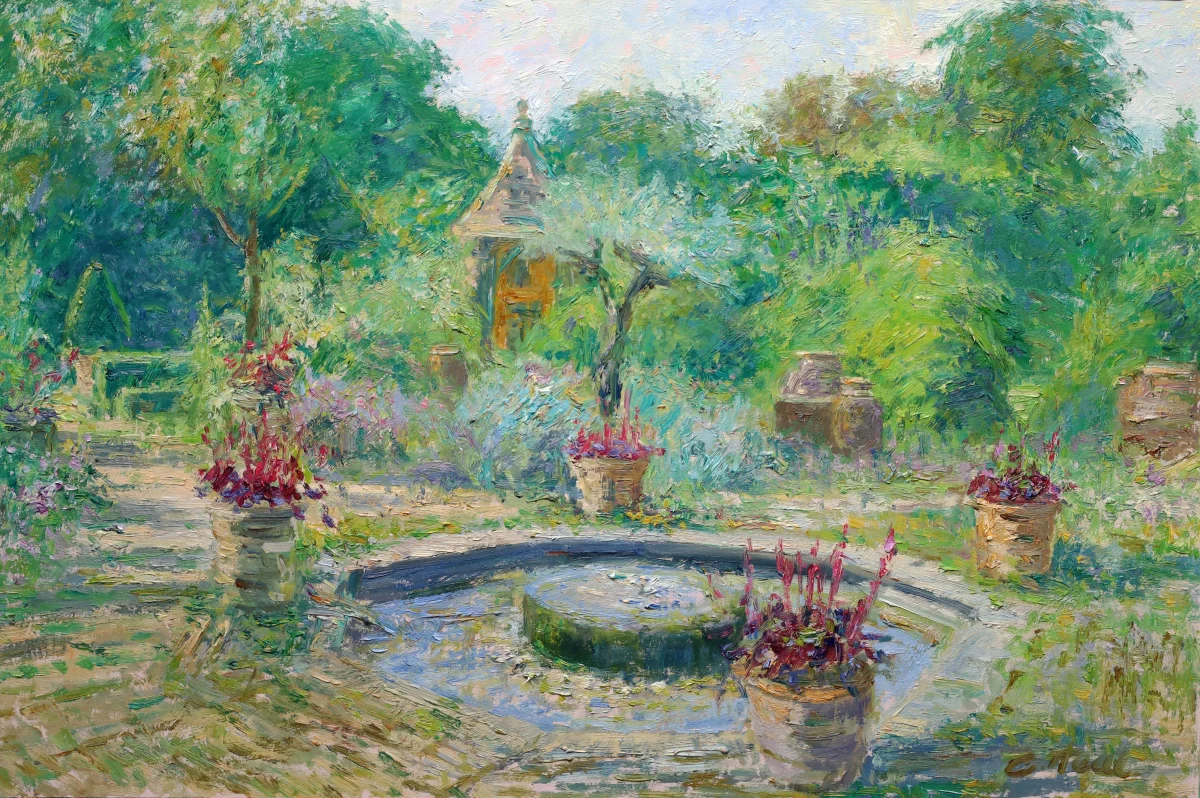 Charles Neal, The Terrace Garden, Morning Light, En plein air