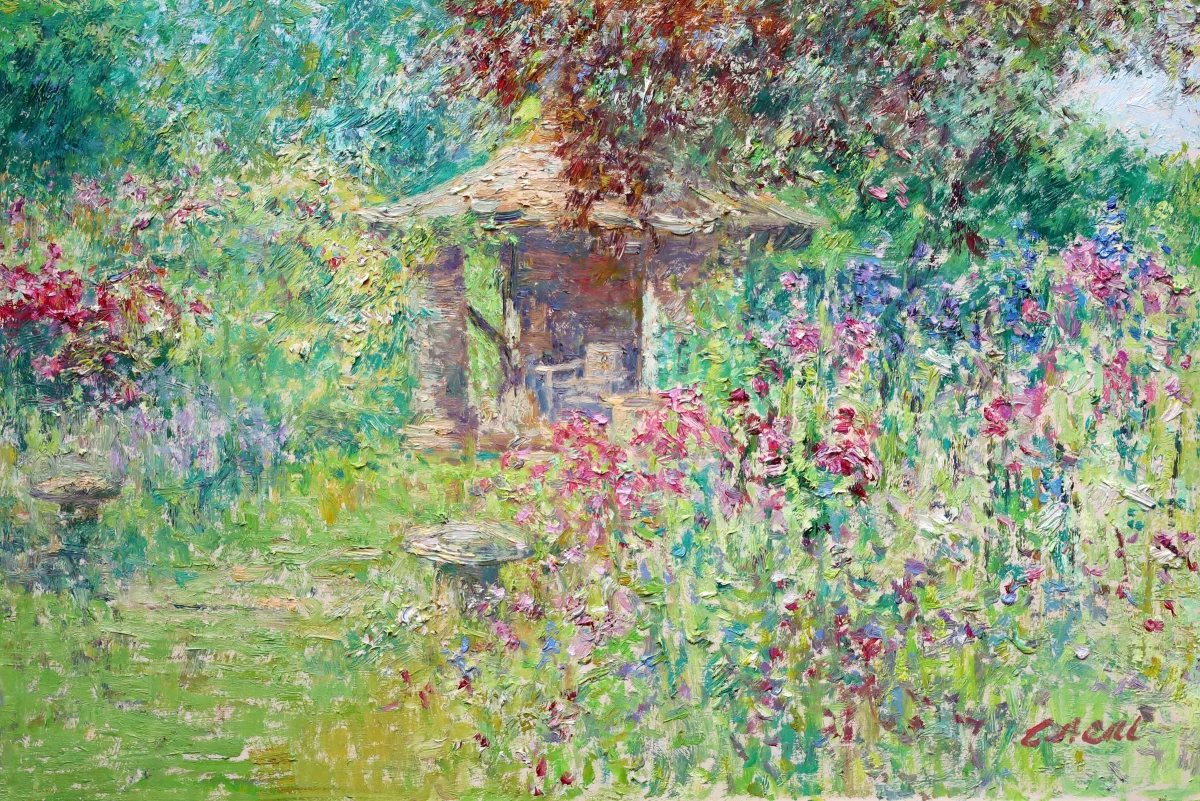 Charles Neal, The Cottage Garden, Afternoon Light, Central Avenue, En plein air